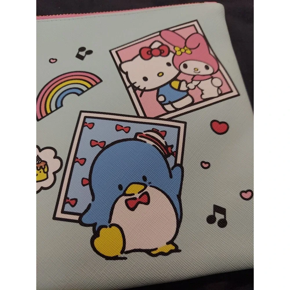 2024 Sanrio Hello Kitty & Friends Large Pink Teal Pencil Pouch‎ Case Zipper NEW
